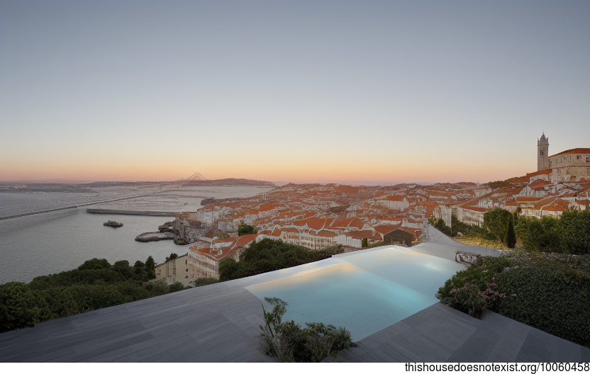 A modern architecture home in Lisbon, Portugal that is designed to take in the beautiful golden hour sunset