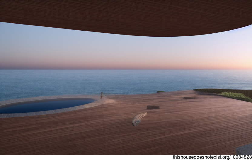 A modern architecture home with an infinity pool and exposed curved timber, designed to take in the stunning Ericeira sunset