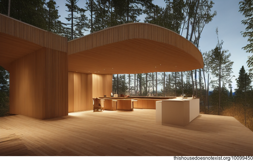A Curved, Exposed Wood and Bamboo Home in Ottawa, Canada