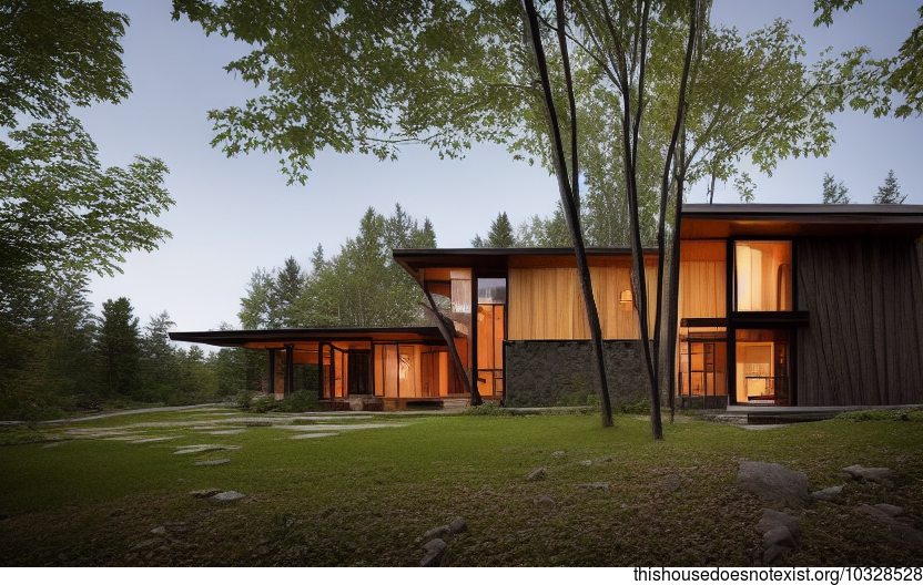 A Curved, Bamboo-Clad Home in Ottawa, Canada

This modern architecture home is designed with exposed wood and stone, and features a curved bamboo exterior