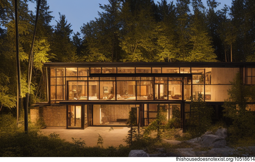 A Modern Architecture Home in Ottawa, Canada with Exposed Wood and Stone