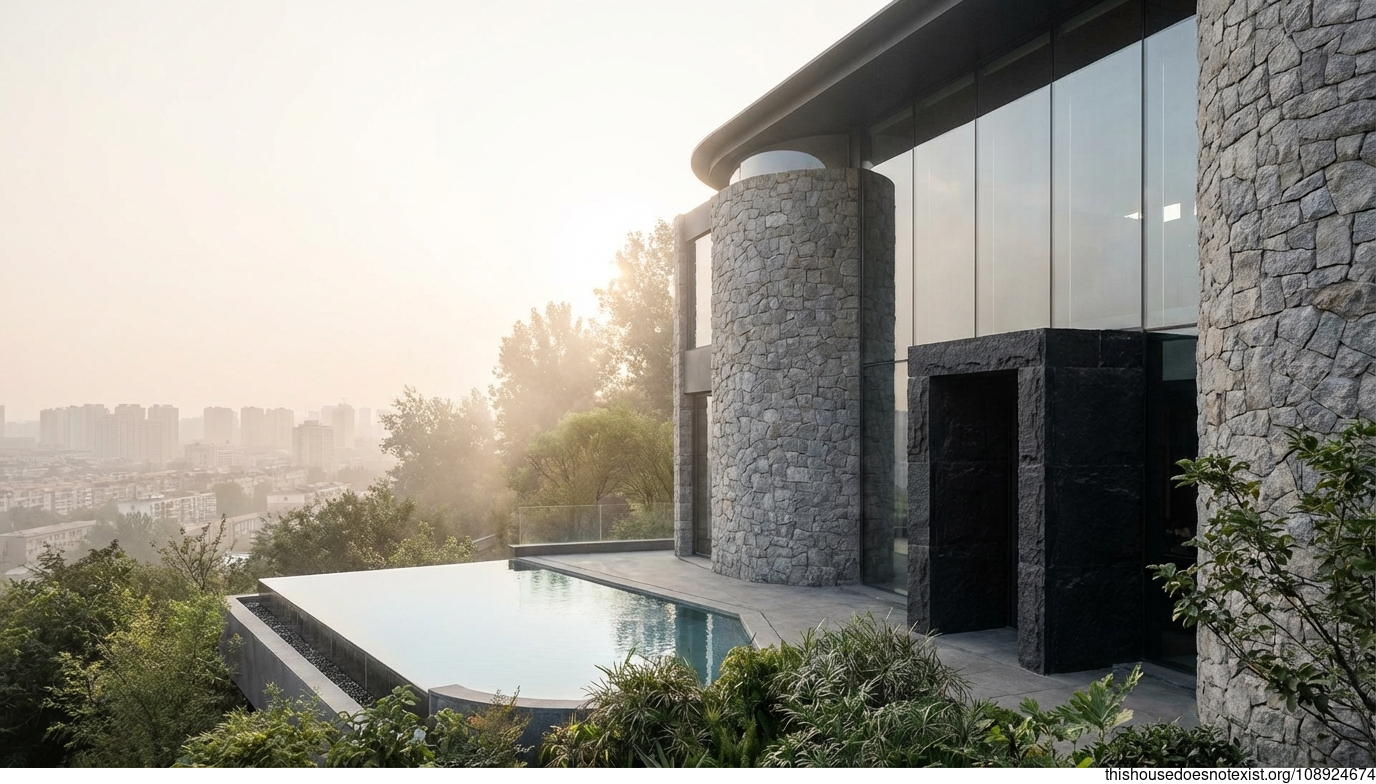 Curved Stone Infinity Retreat in China