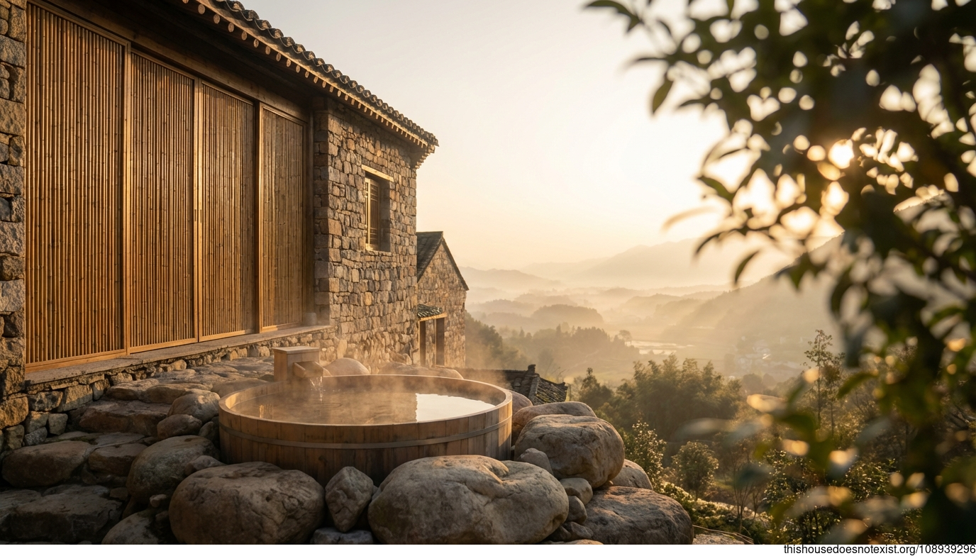 Sunset Bamboo Rock Jacuzzi Retreat
