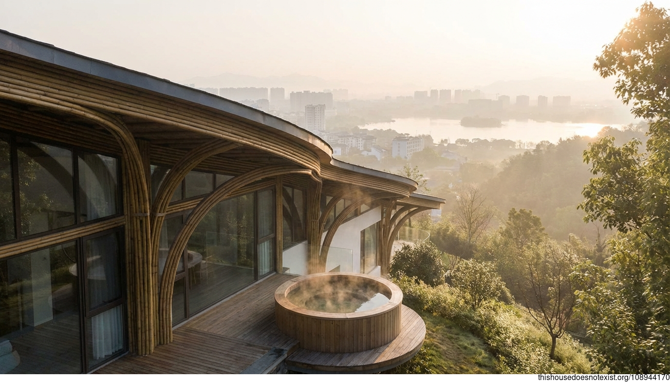 Curved Bamboo Sunrise Haven