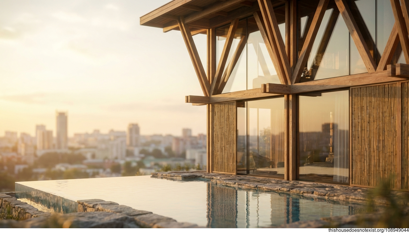 Triangular Bamboo Infinity Sunset Retreat