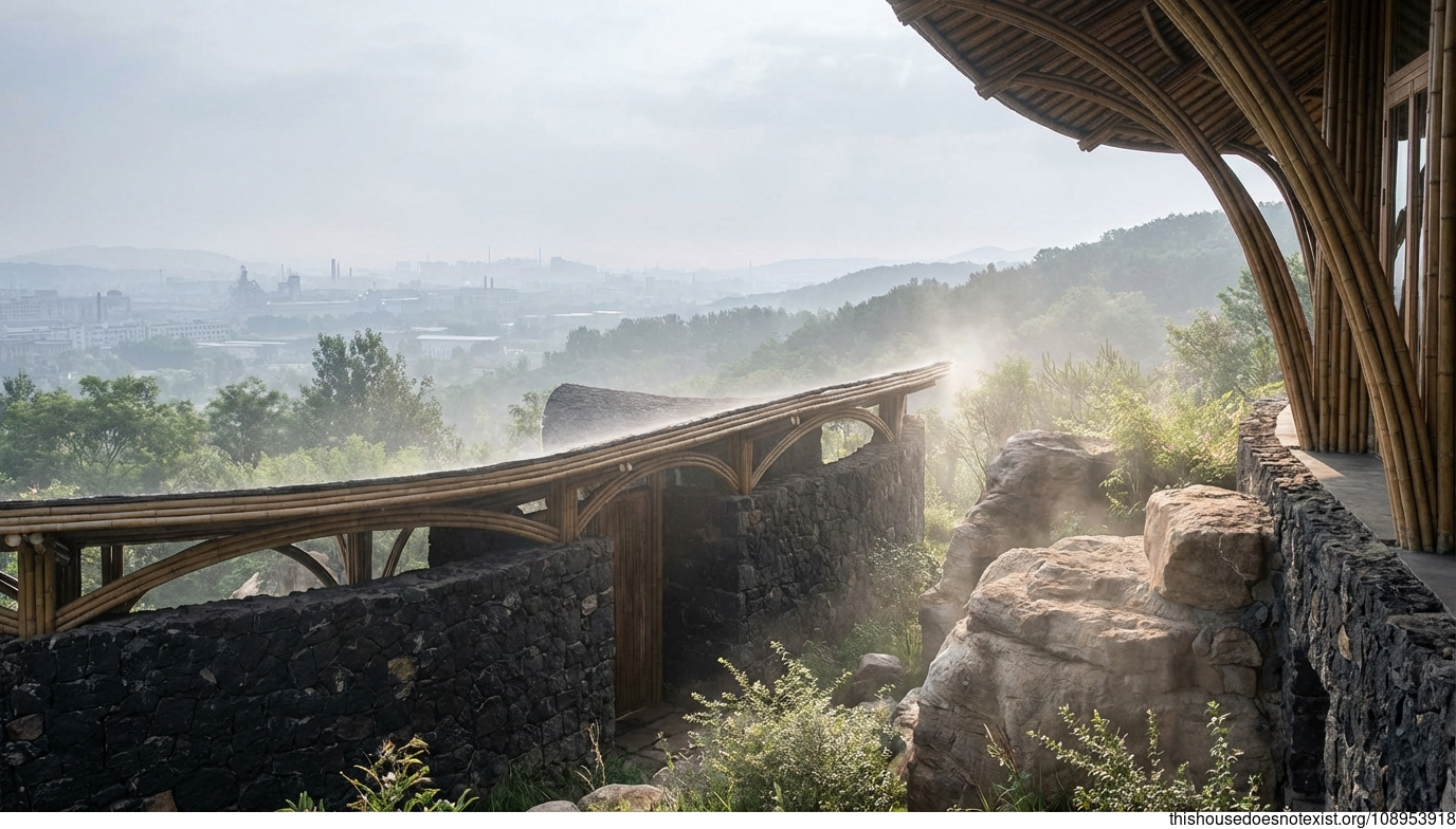 Curved Bamboo Stone Haven in Fushun