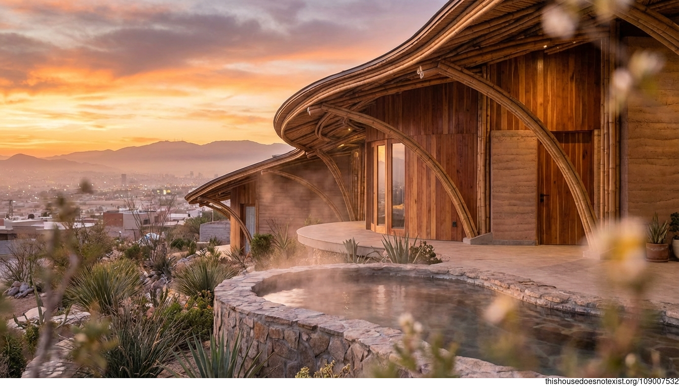 Curved Bamboo Springs at Sunset