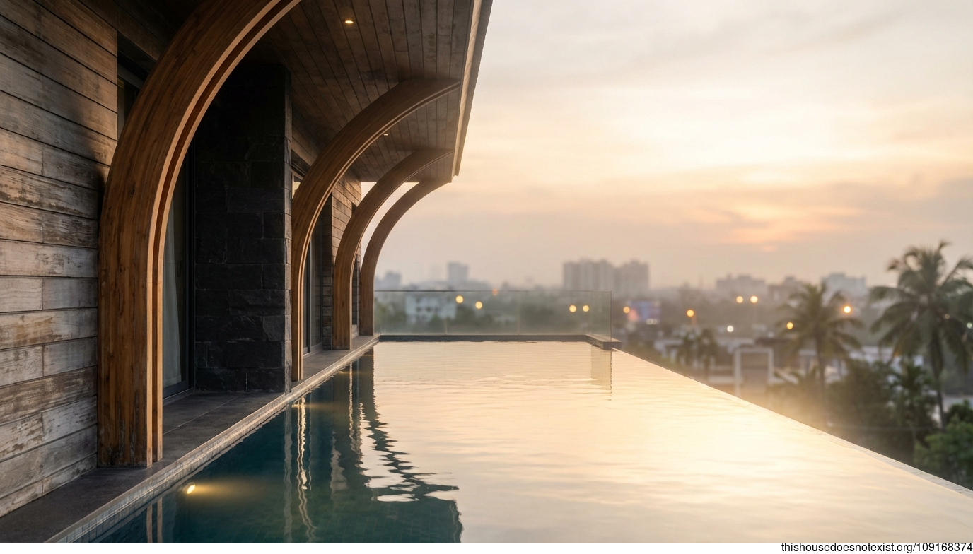 Minimalist Curves at Kolkata Sunset