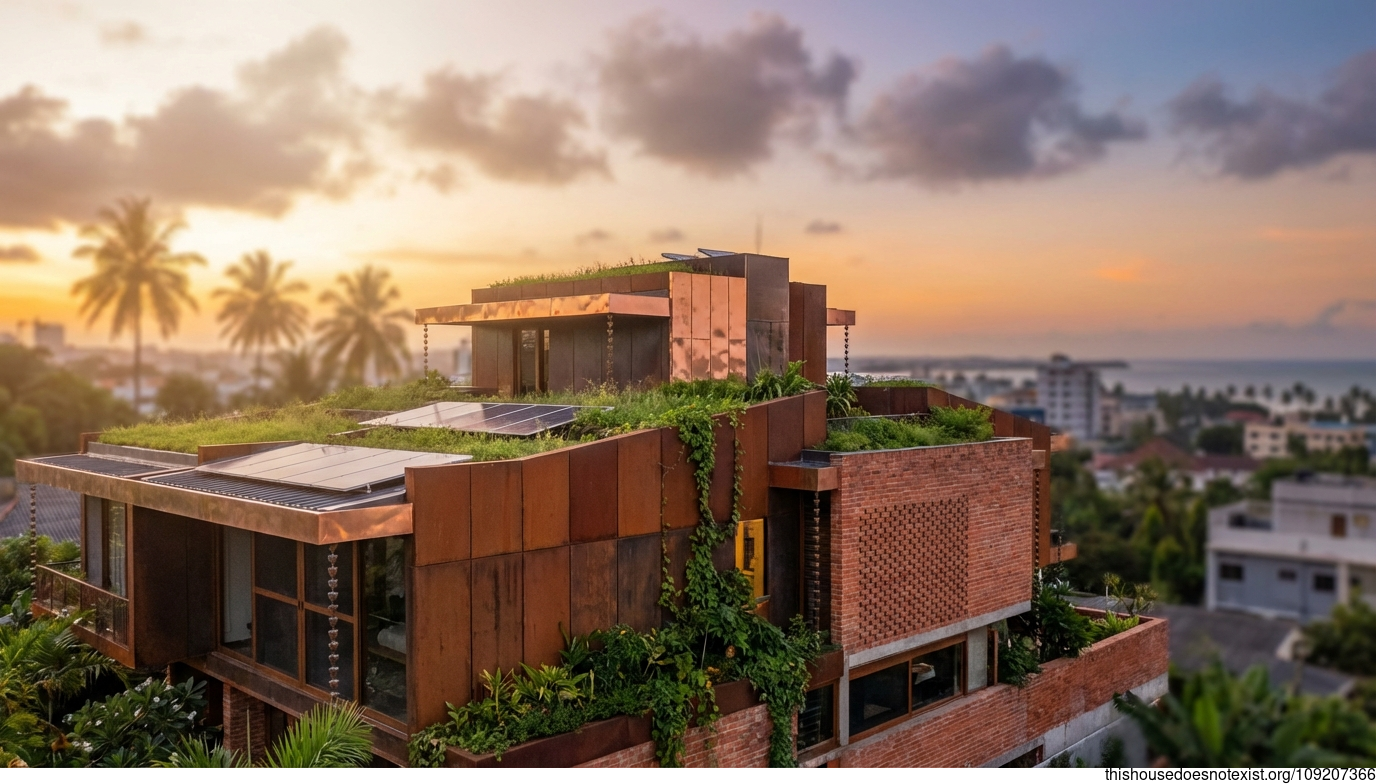 Eco-Maximalist Sunset Steel Haven