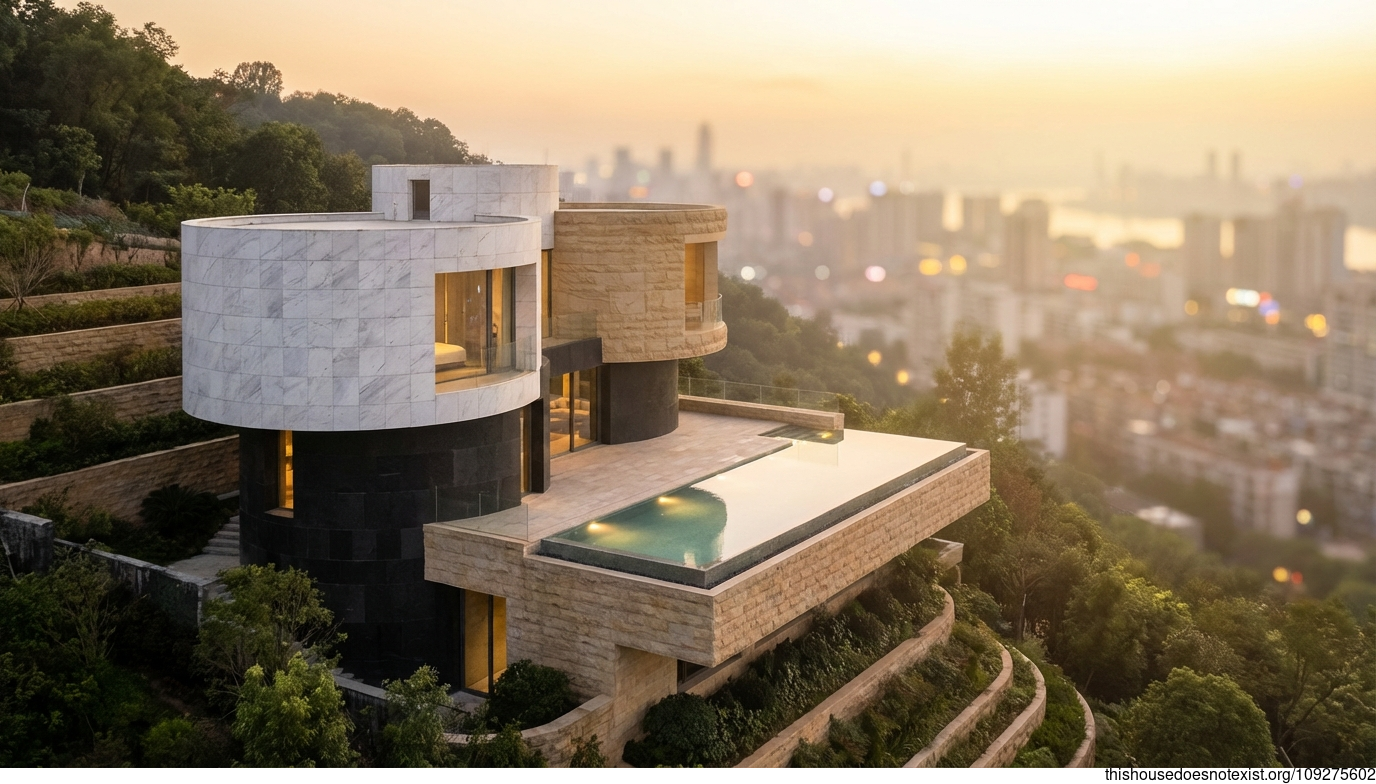 Eco-Maximalist Sunset Stone Haven