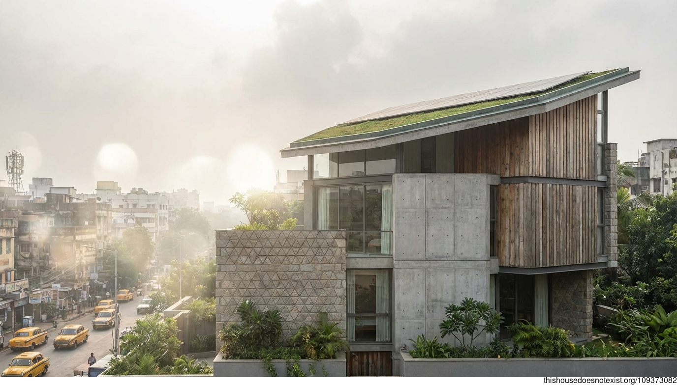 Kolkata's Triangular Eco-Minimalist Facade