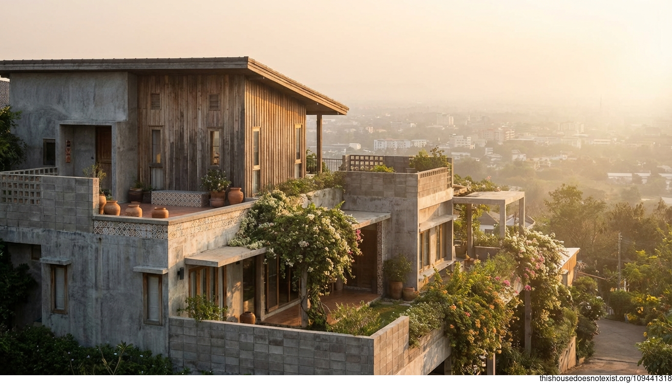 Mediterranean Maximalist Concrete Sunset Villa