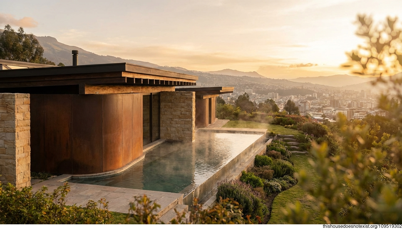 Quito's Curved Corten Sunset Onsen