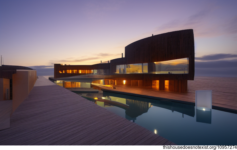 A Modern Architecture Home in Ericeira, Portugal with an Infinity Pool and Exposed Curved Wood