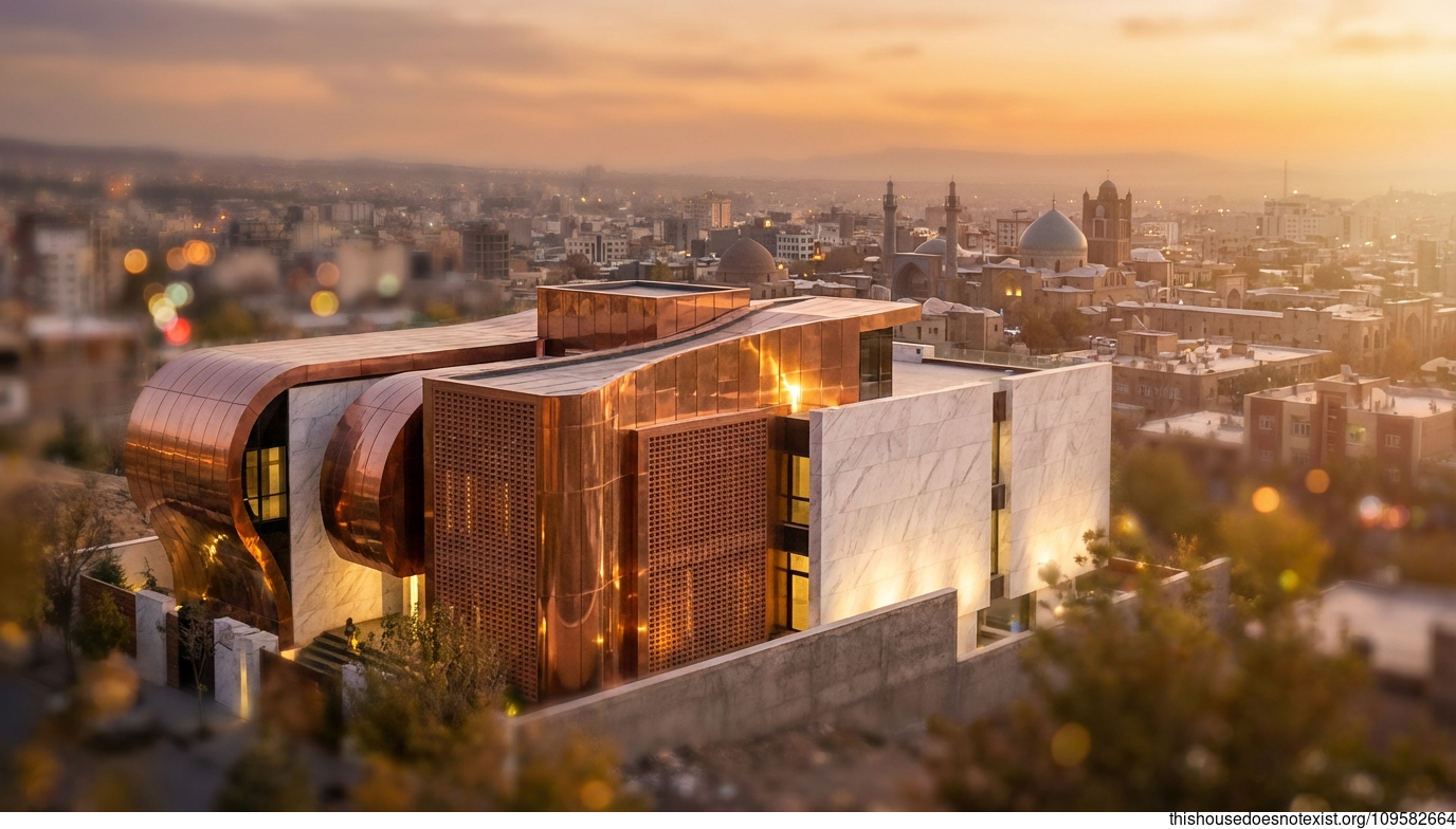 Futuristic Tabriz Copper Sunset Villa