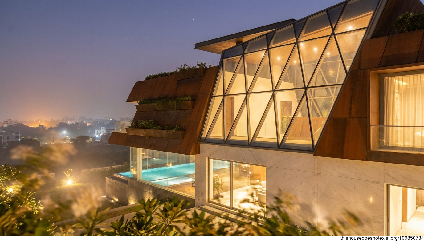 Raipur's Triangular Eco-Maximalist Night Glow