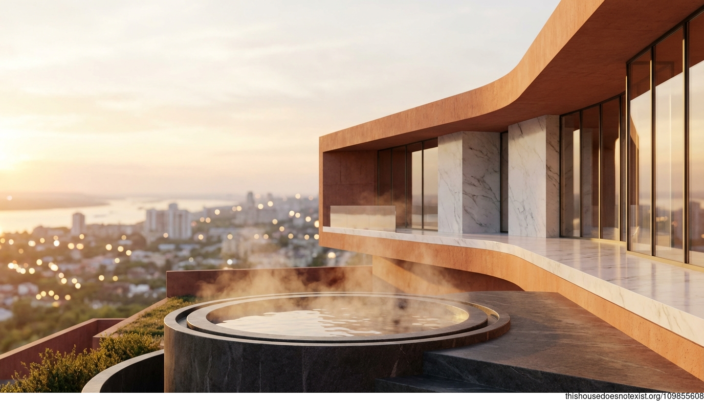 Volgograd's Curved Terracotta Sunset Retreat