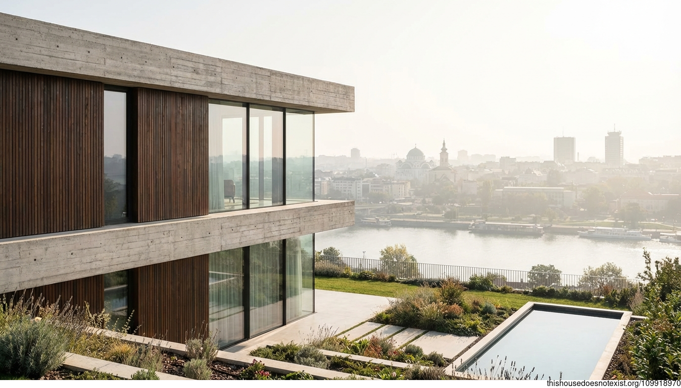 Serbian Concrete Cedar Modern Facade