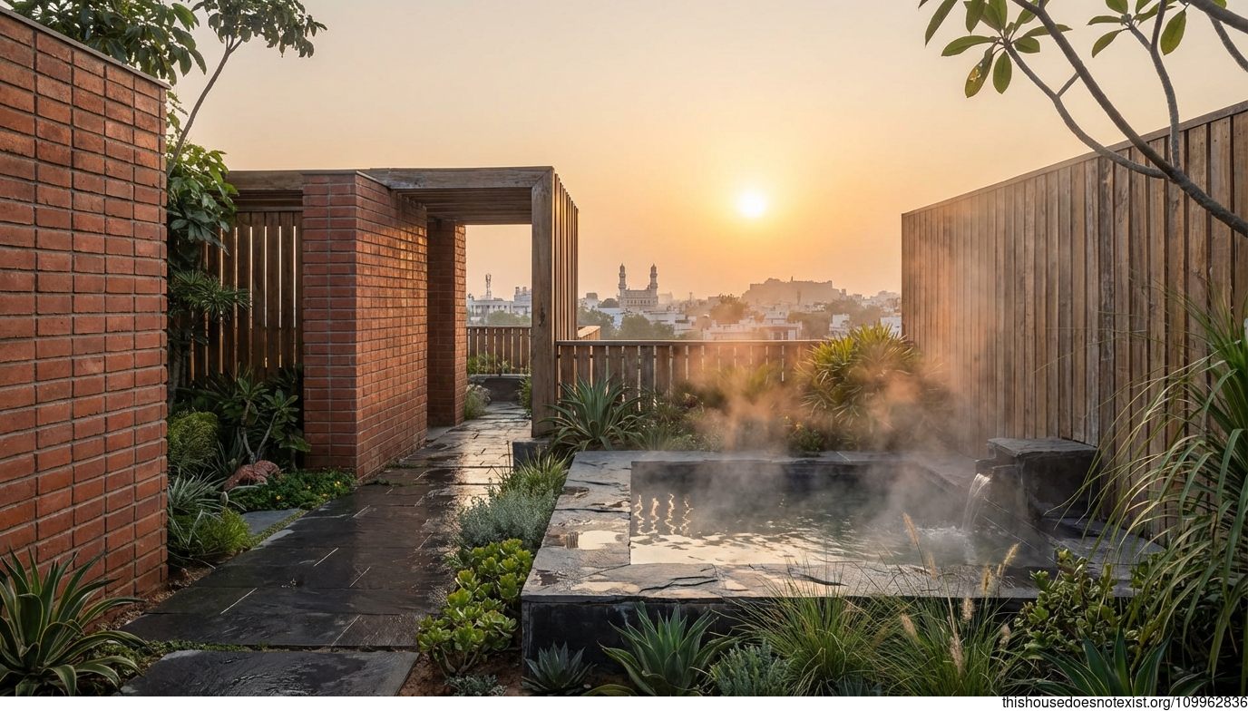 Hyderabad's Steaming Minimalist Brick Oasis