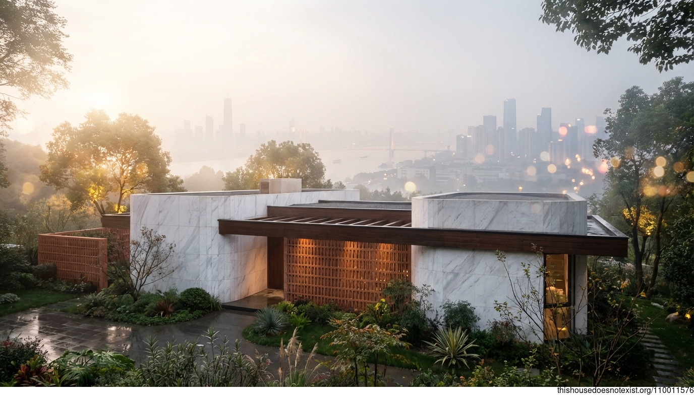 Wuhan's Curved Marble Sunrise Dwelling