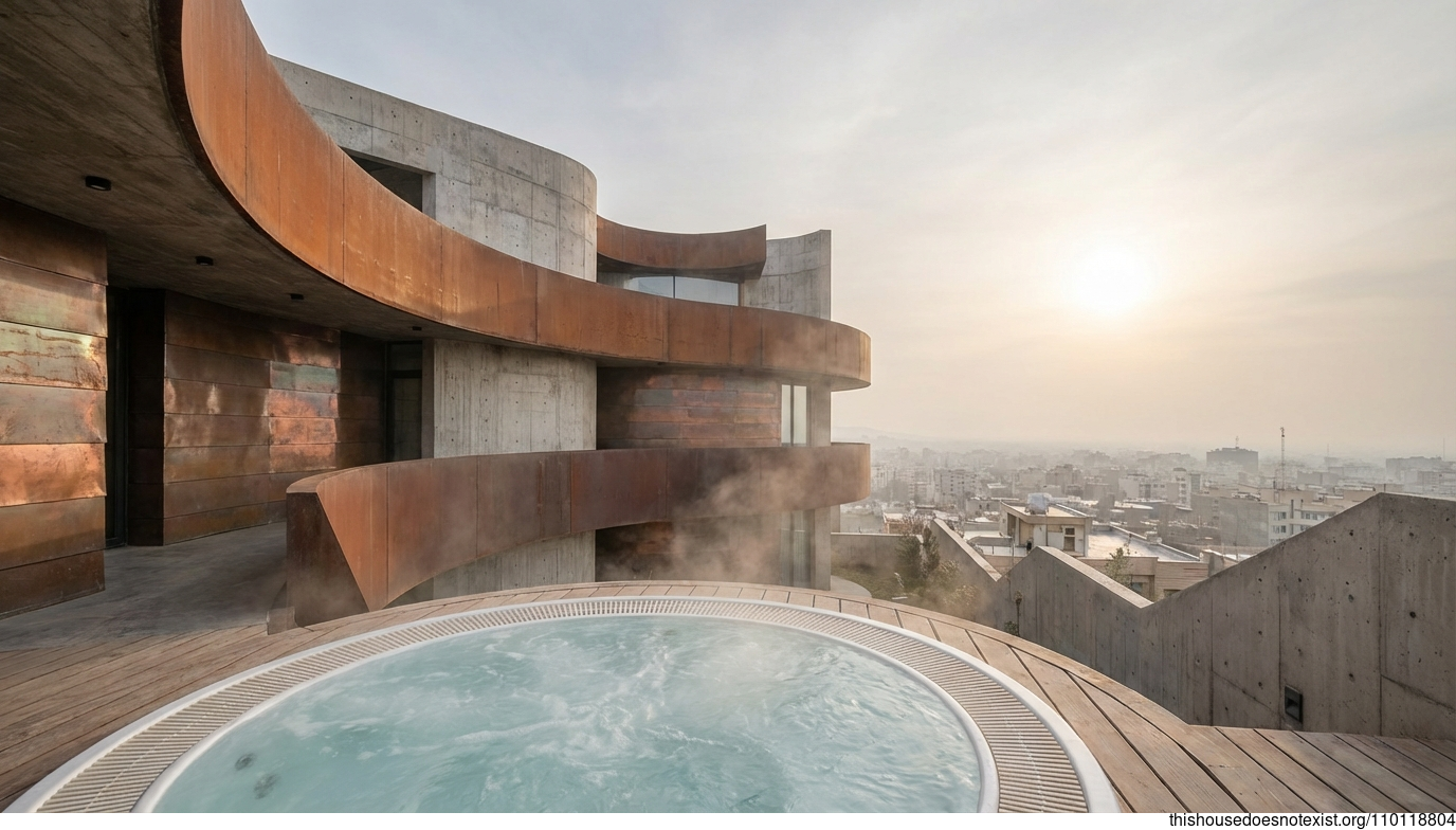 Qom Brutalist Curves in Noon Heat