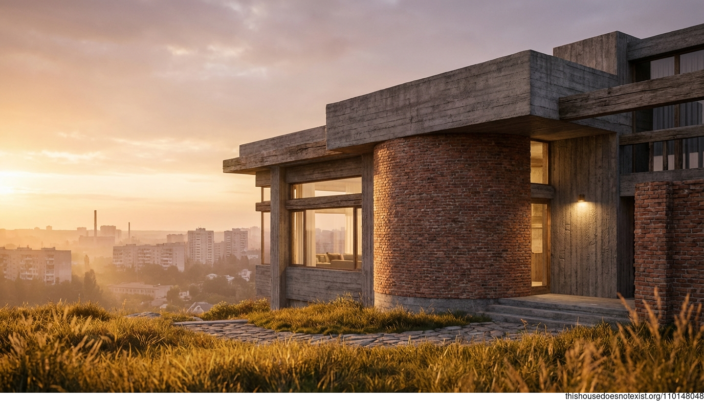 Brutalist Terracotta Sunset in Kharkiv