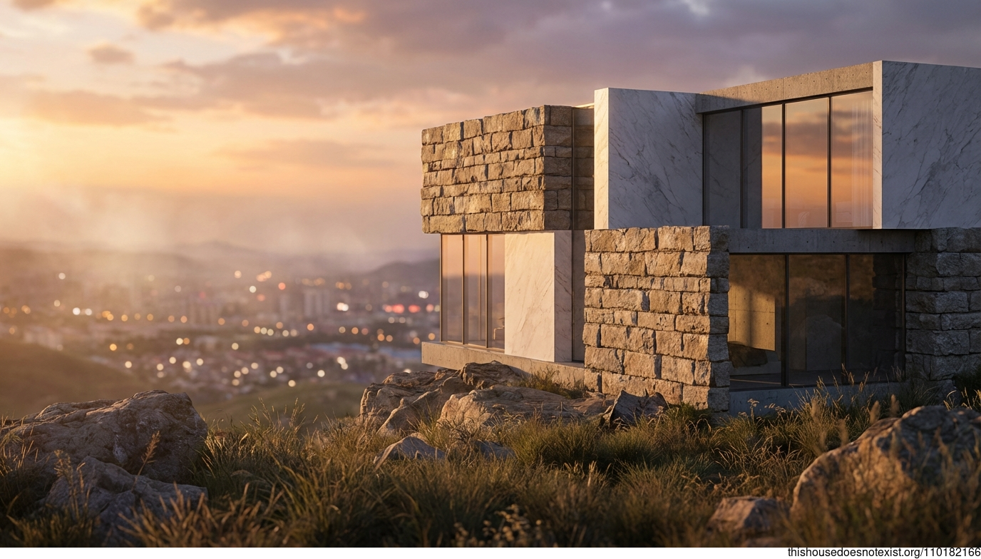 Brutalist Concrete Sunset in Chifeng