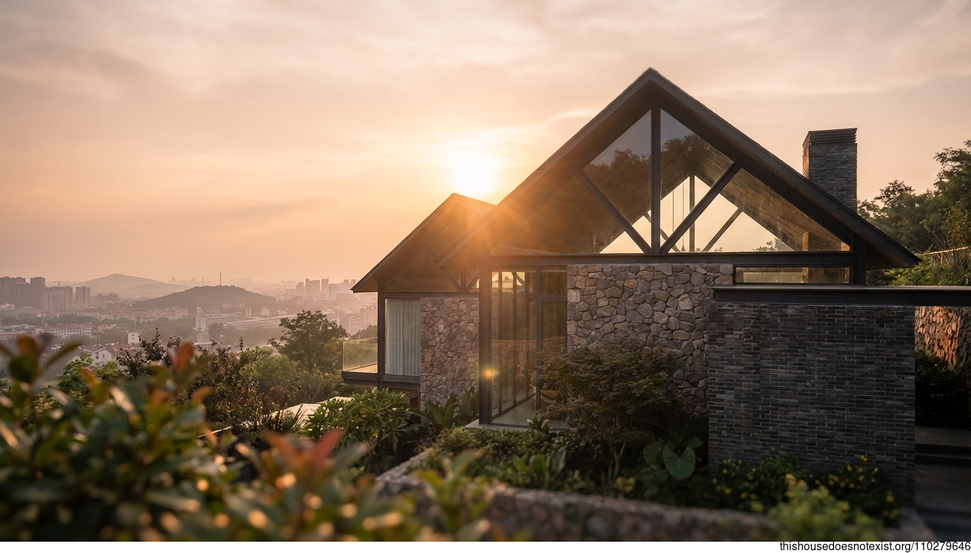 Zibo's Triangular Tropical Sunset Dwelling