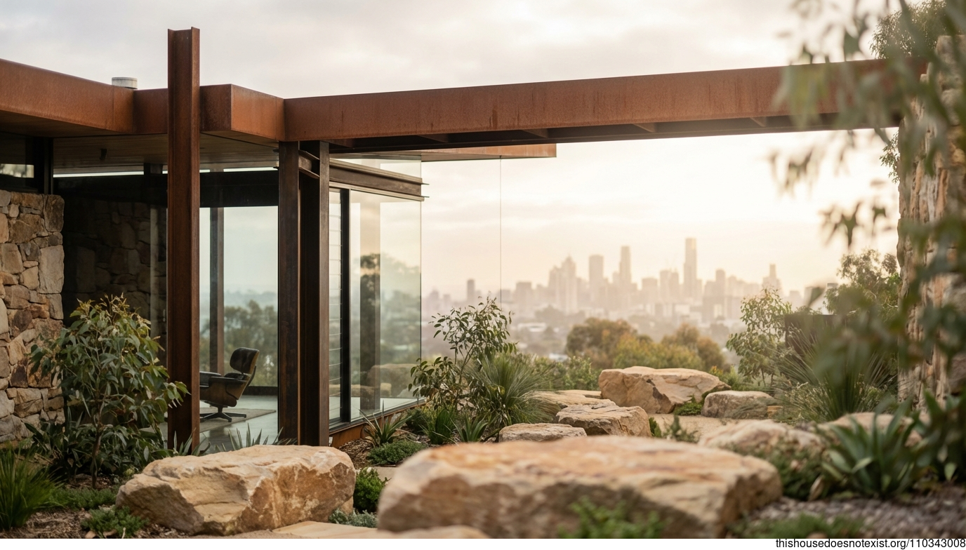 Polished Corten Mid-Century Melbourne Facade