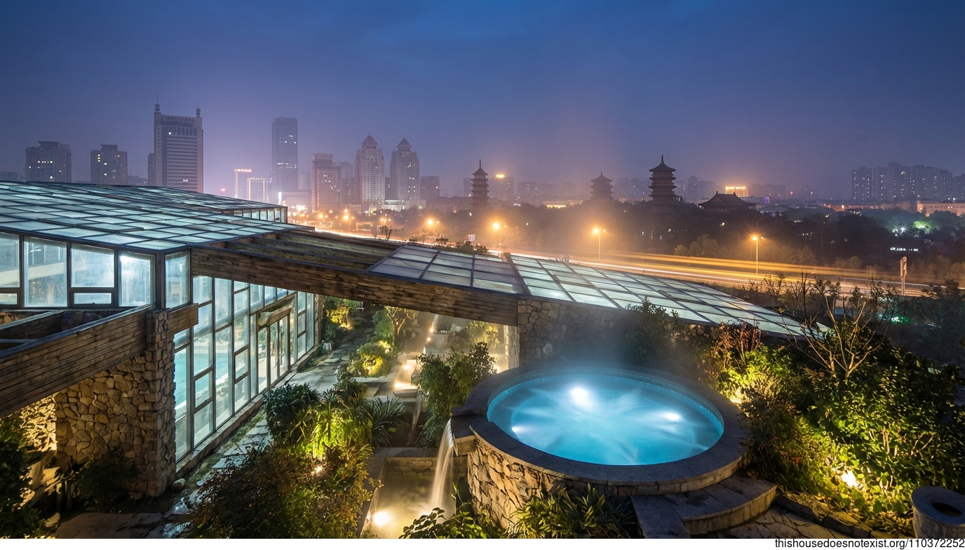 Futuristic Maximalist Shenyang Night Oasis