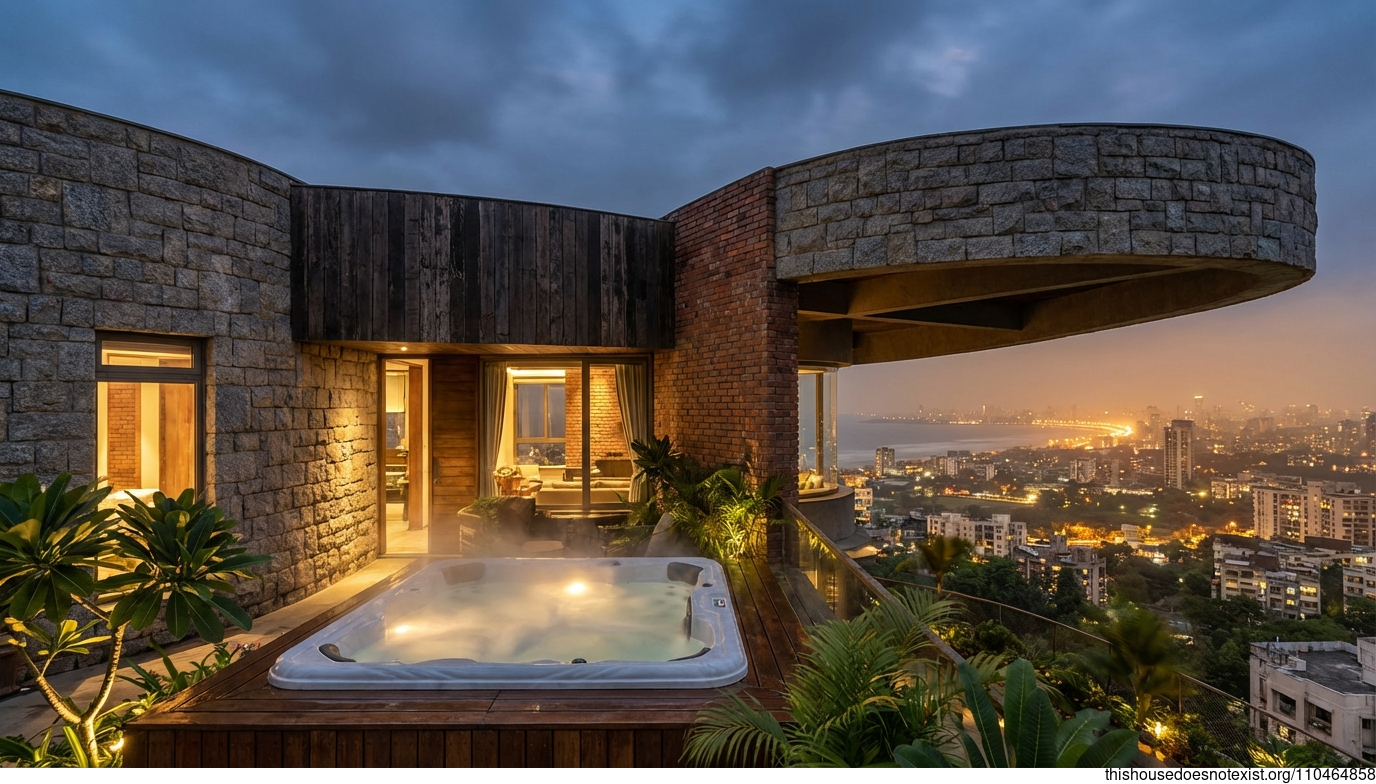 Curved Granite Jacuzzi Glow