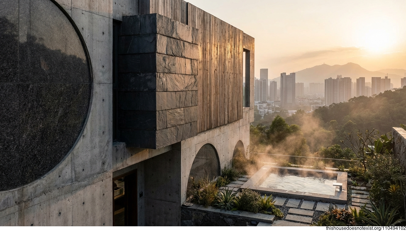 Brutalist Shenzhen Sunset Jacuzzi Circle
