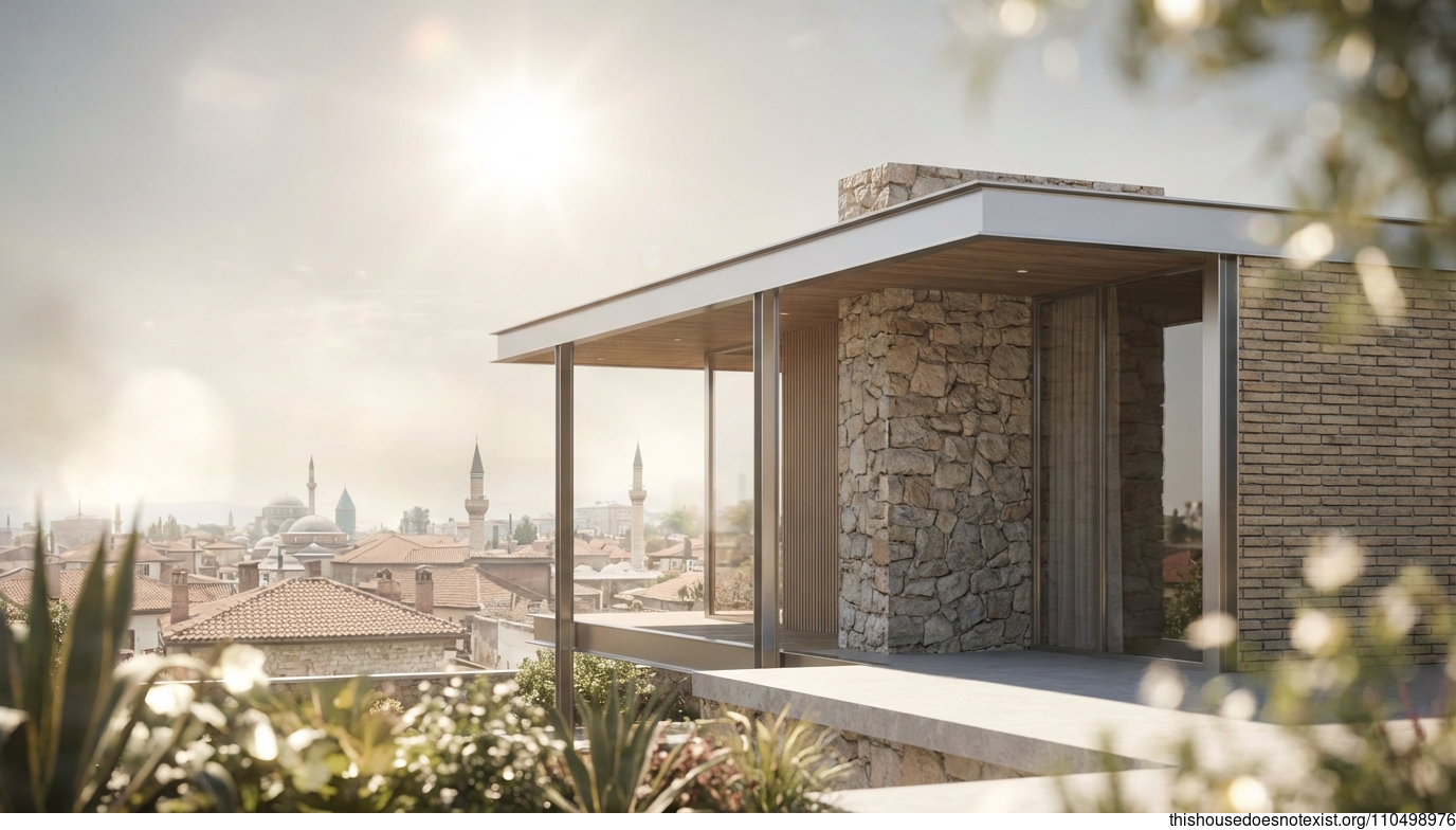 Konya Mid-Century Steel Stone Facade