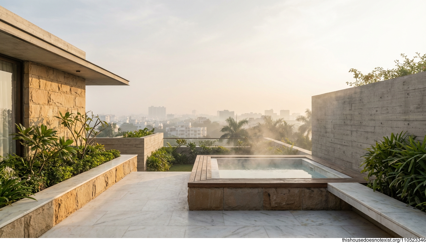 Mid-Century Indore Marble Jacuzzi Haven