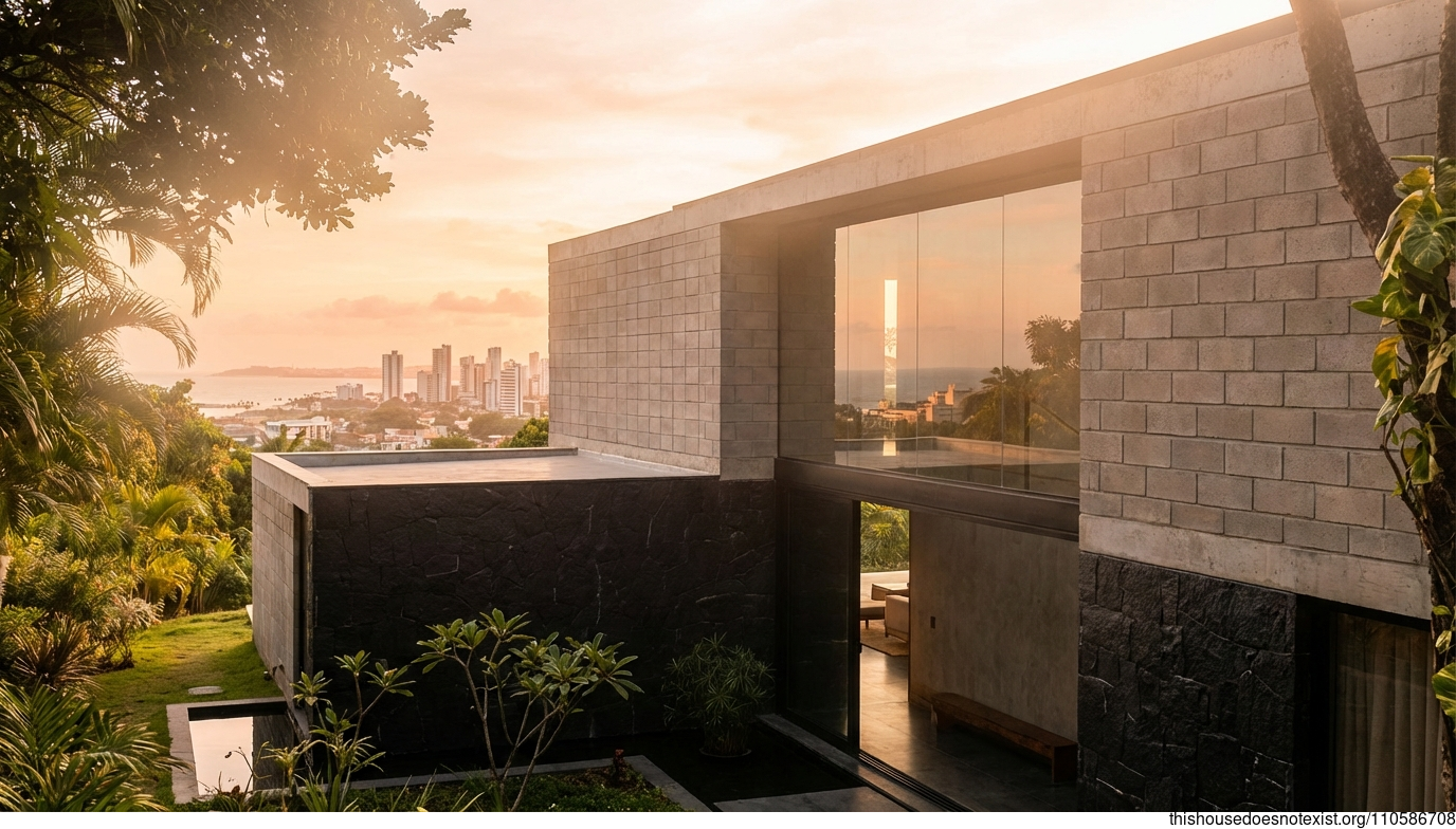 Recife's Black Concrete Sunset Dwelling