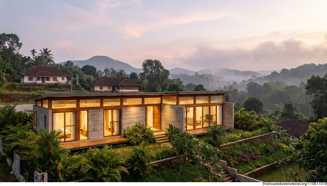 Malappuram Mid-Century Glass Concrete Retreat