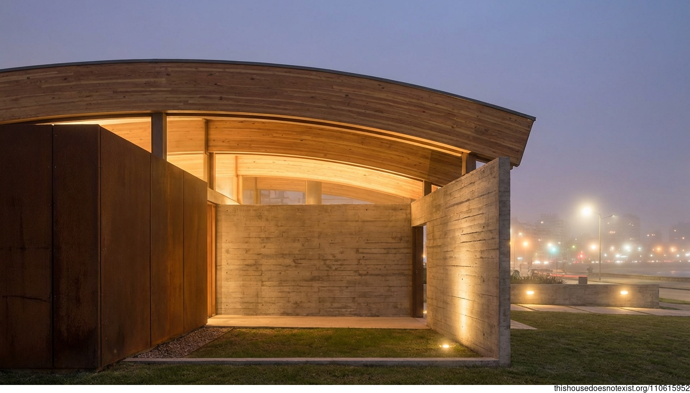 Montevideo's Curved Night Steel Sanctuary