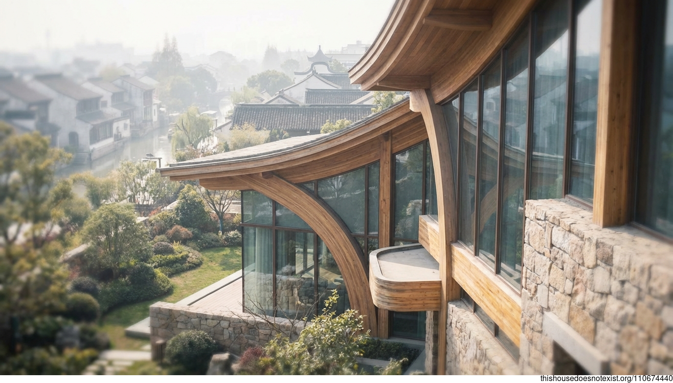 Suzhou's Curved Timber Harmony