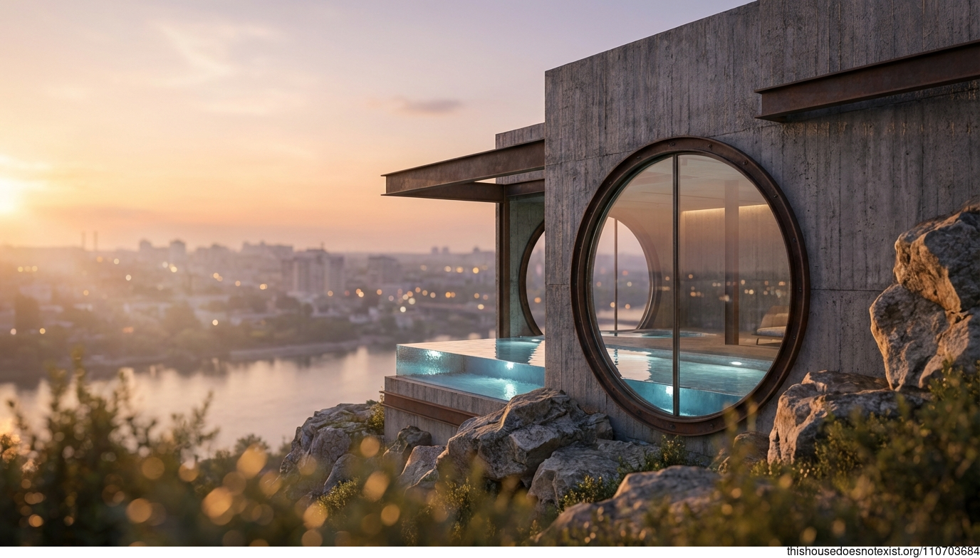Brutalist Infinity Pool Sunset House