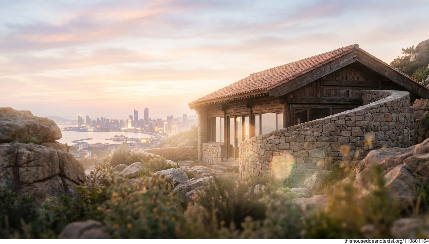 Qingdao's Curved Terracotta Sunset Dwelling
