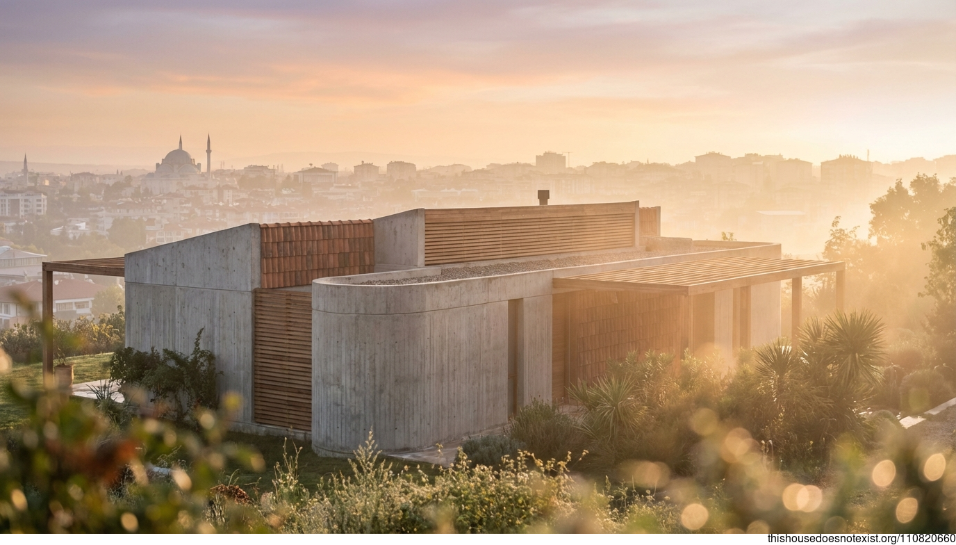 Round Tropical Concrete Retreat
