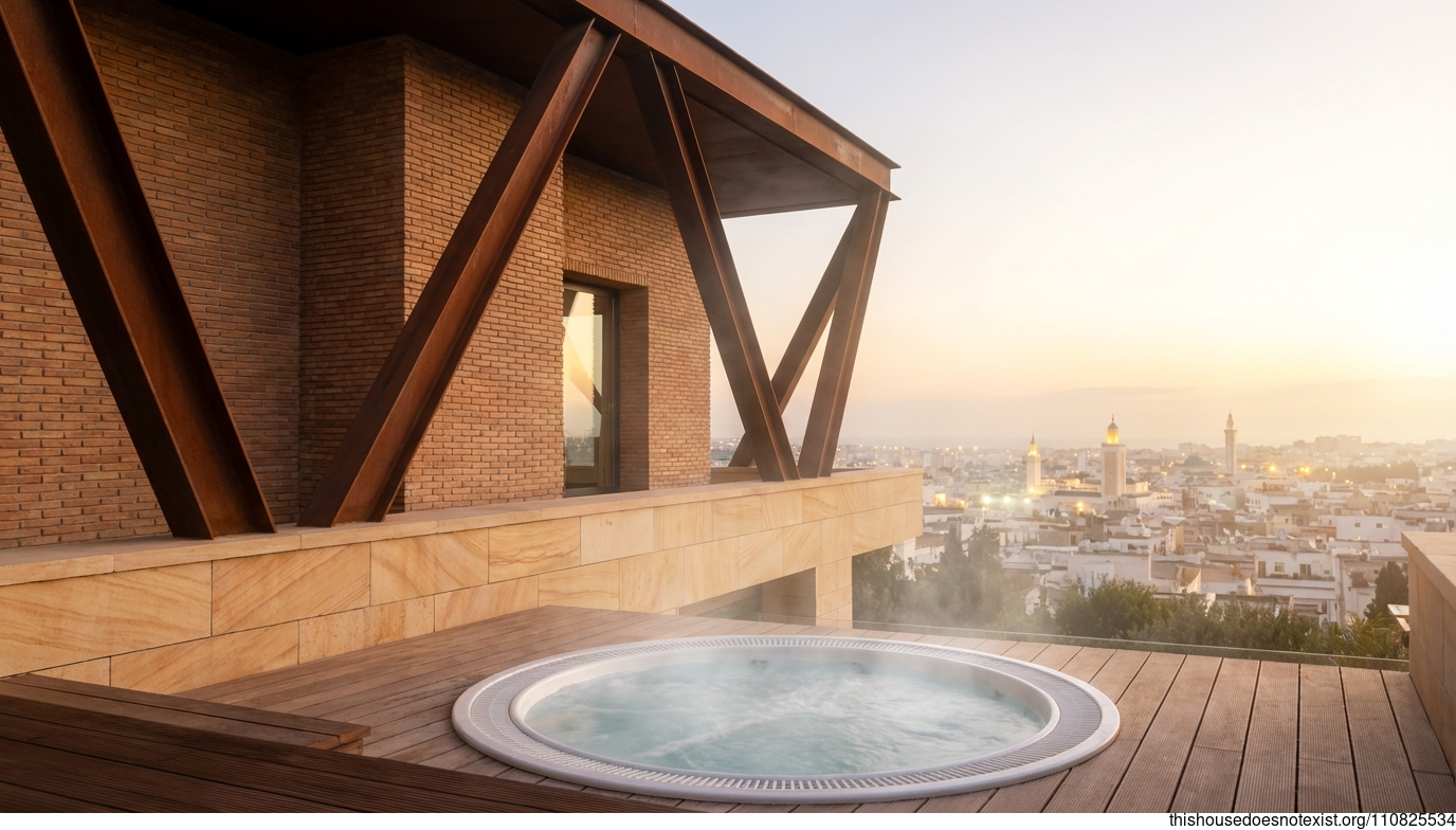 Tunisian Corten Triangle Sunset Jacuzzi