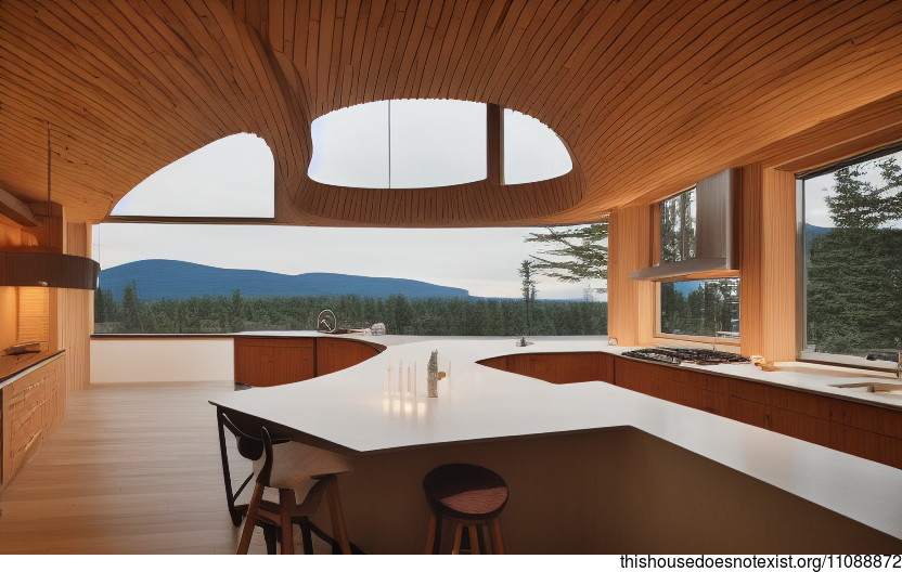 A Modern Architecture Home in Ottawa, Canada with Exposed Wood and Curved Bamboo