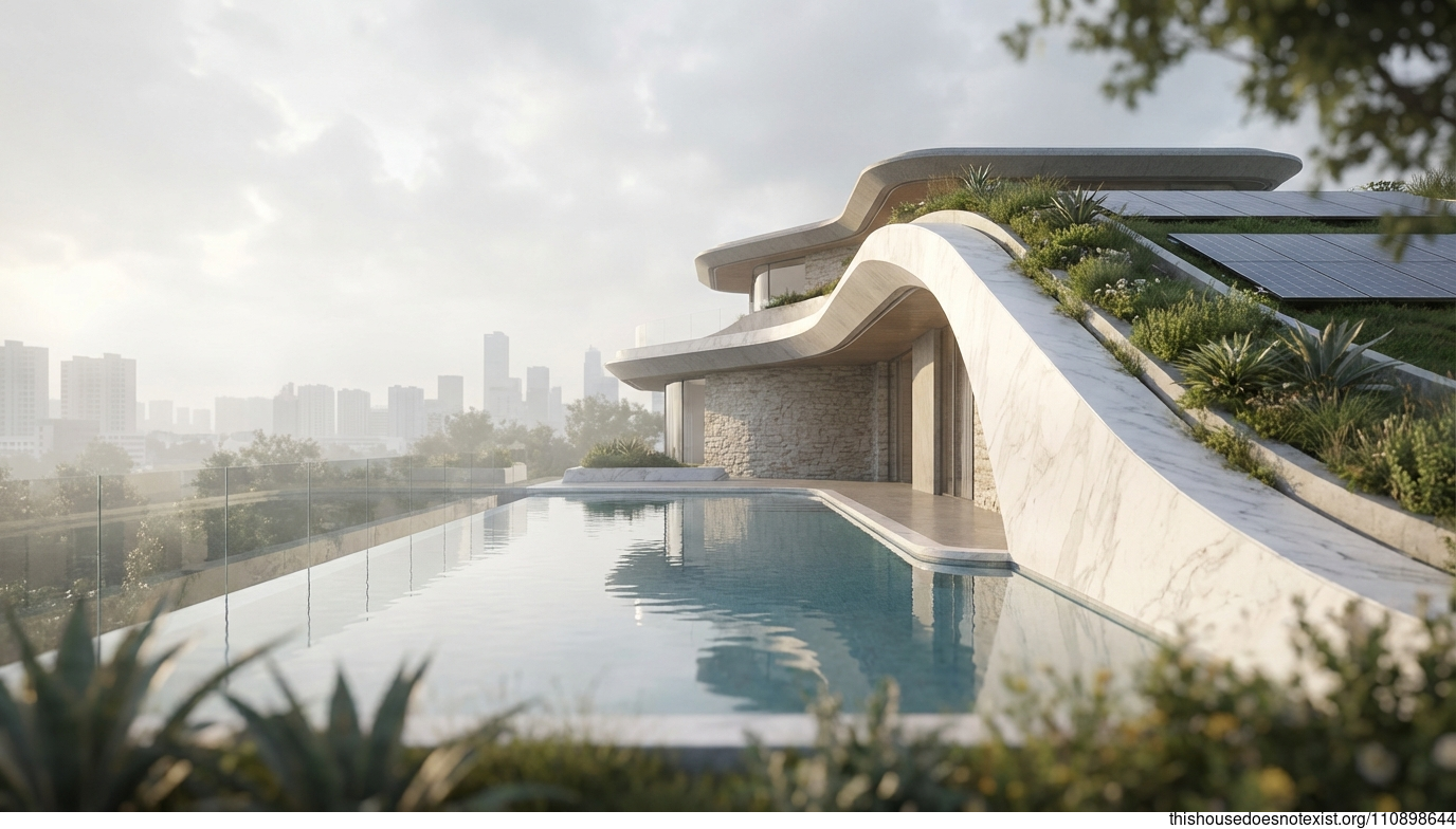 Changzhou's Curved Marble Infinity Retreat