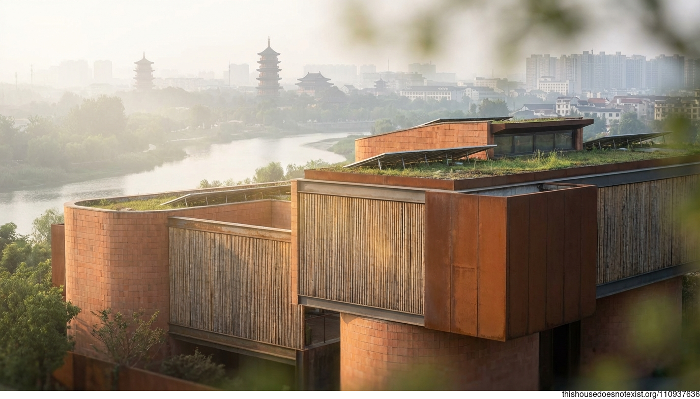 Curved Terracotta Harmony in Huai'an