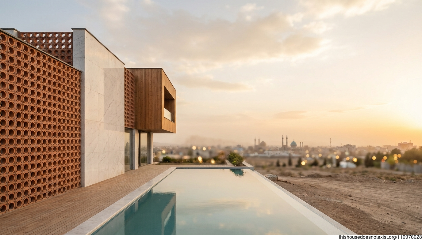 Circular Terracotta Sunset in Qom