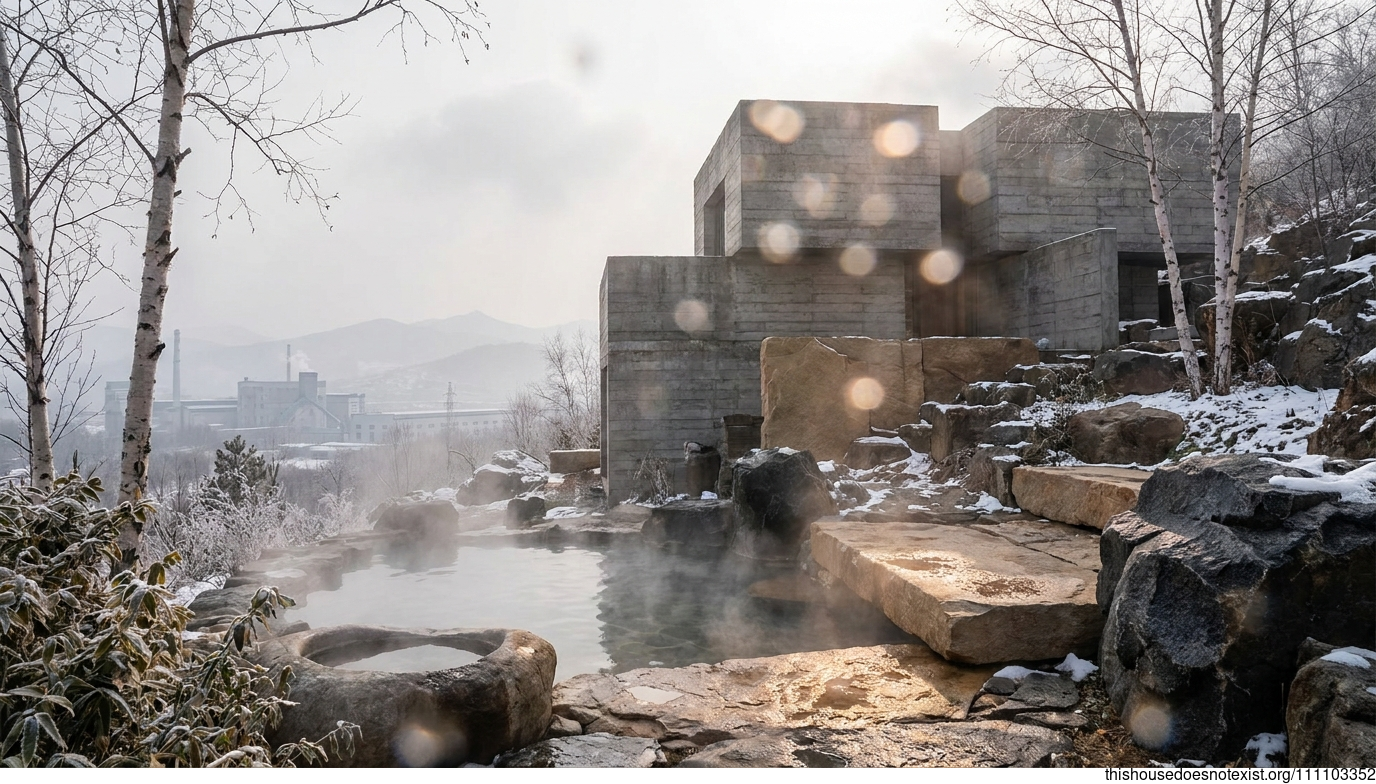 Brutalist Concrete Retreat Jilin Springs