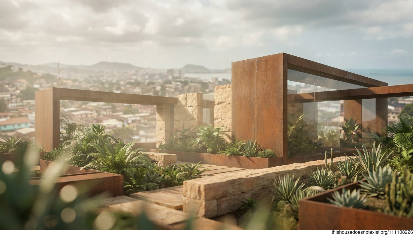 Futuristic Corten Garden in Conakry