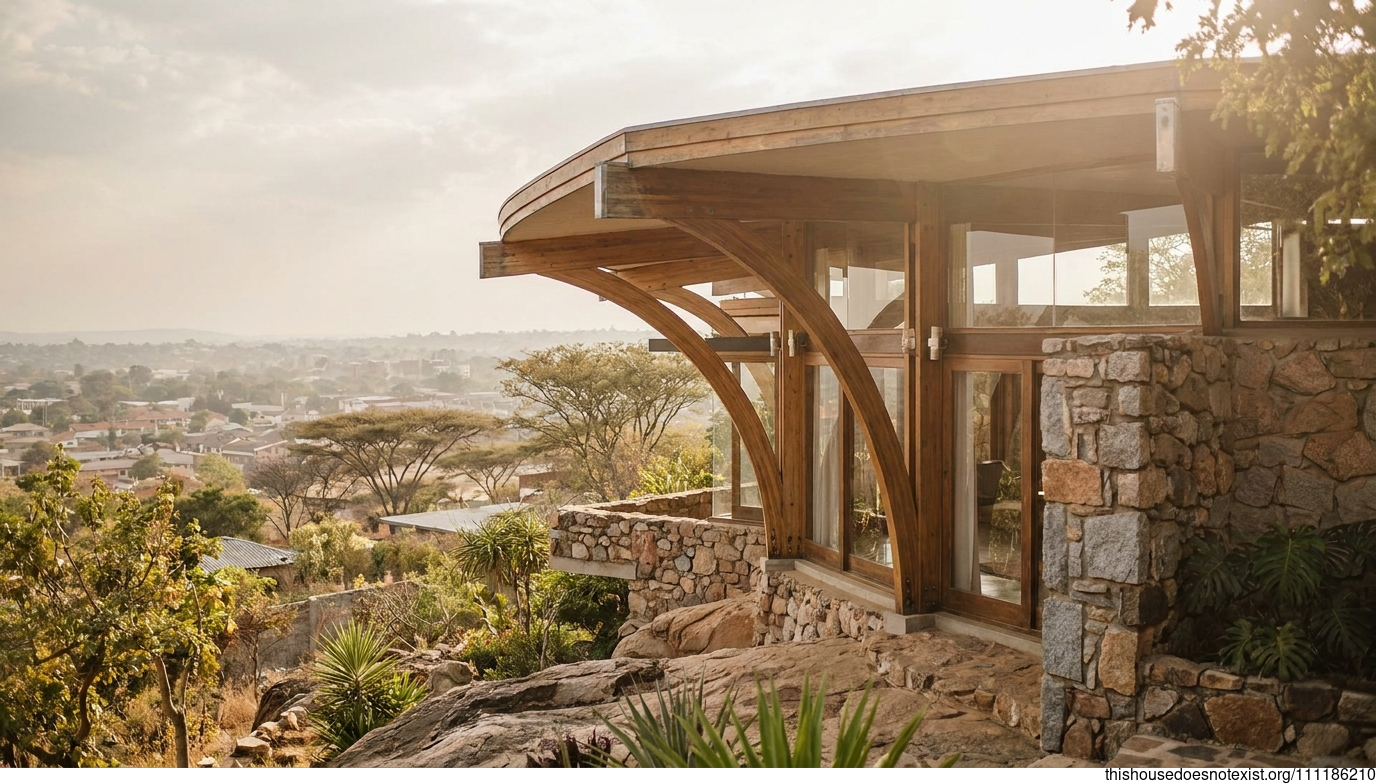 Lusaka's Curved Granite Mid-Century Retreat