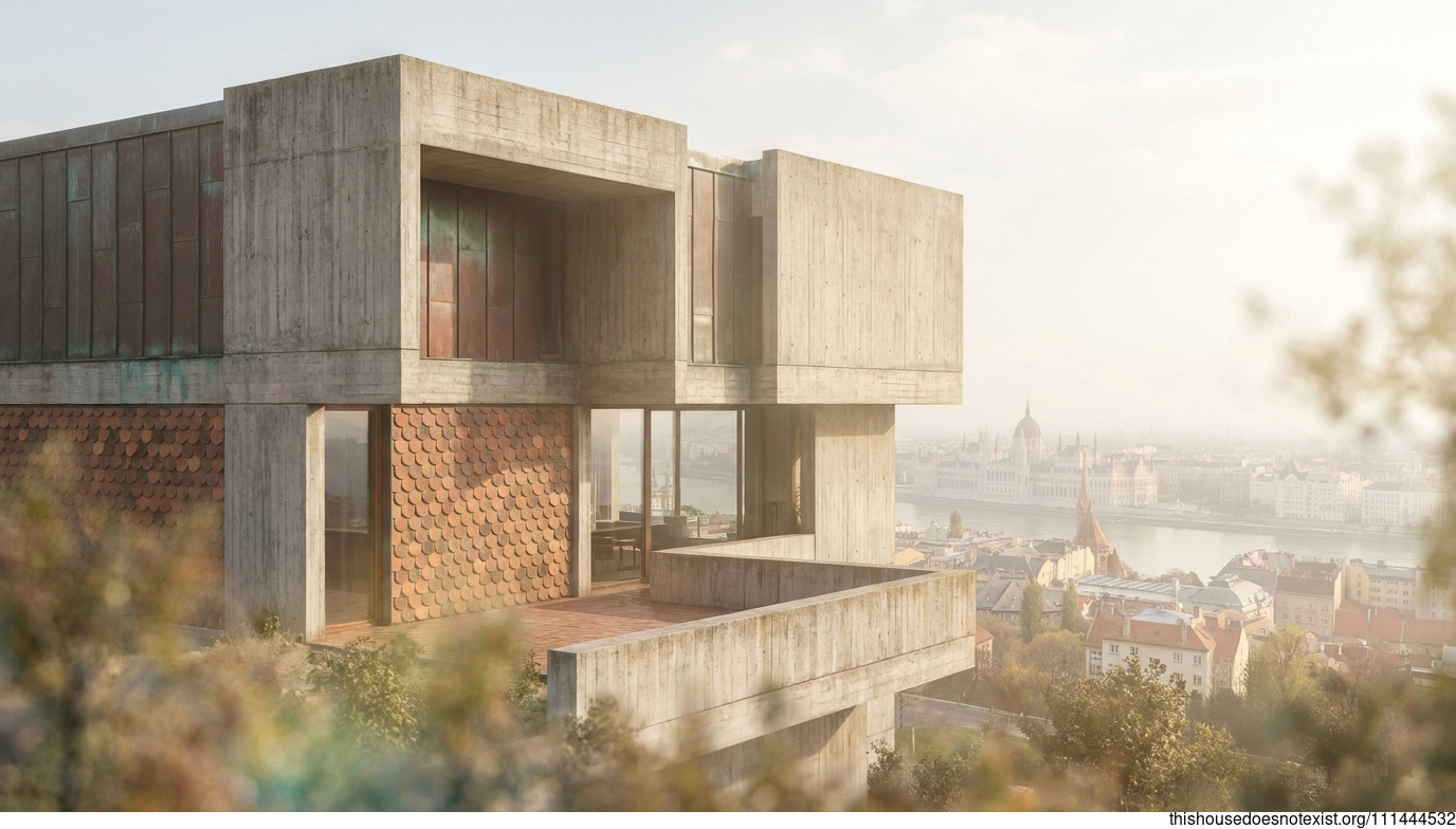 Budapest Brutalist Circle at Noon